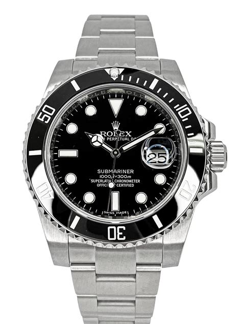 rolex submariner black dial ceramic bezel steel mens|Rolex oyster perpetual submariner green.